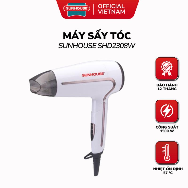 Máy sấy tóc Sunhouse SHD2308W - Công Suất 1500W - Có Chế Độ Sấy Mát