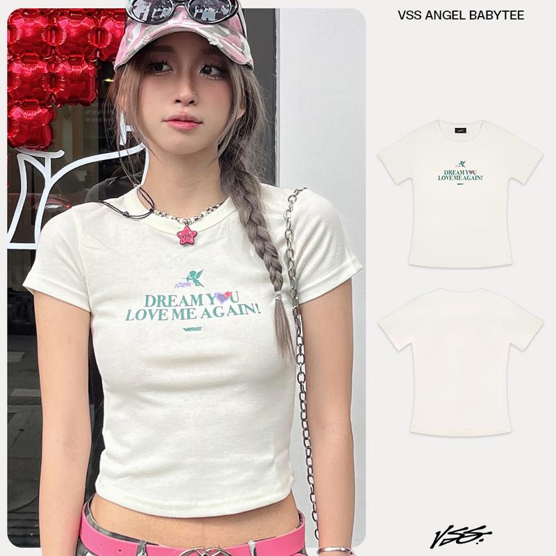 Áo Thun Ôm Body VSS Chính Hãng Thun Gân Co Dãn, Áo Baby Tee Ôm Body Chiết Eo Co Dãn Nữ Women Cổ Tròn - VBBT05 Top