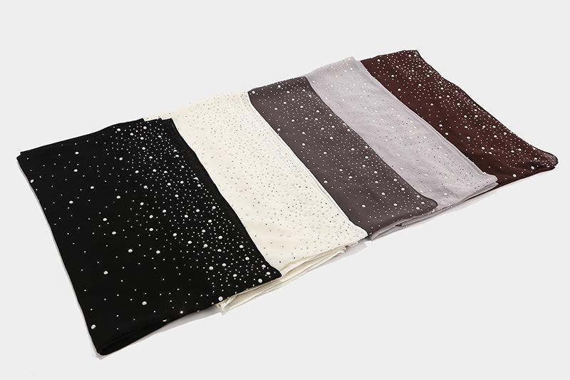 Malaysia Indonesia Pearl Chiffon material Baotou scarf rhinestone porcelain decorative fashion headscarf_voghion.com