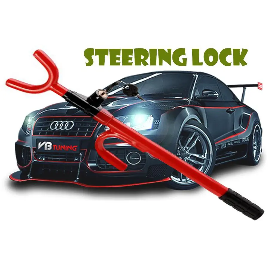 SG SELLER! CQ Anti Theft Extendable Car Steering Wheel Lock Set (Prevents Car Theft & Loss Of Vehicle, Non Duplicable Key Lock)