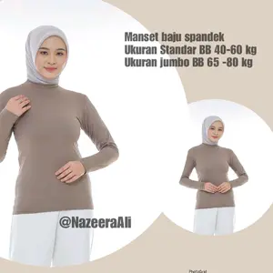 MANSET BAJU MANSET JERSEY MANSET HIJAB MANSET Dalaman Polos Fit Nyaman Melar Atasan Hitam Lembut Panjang Kaos Jersey