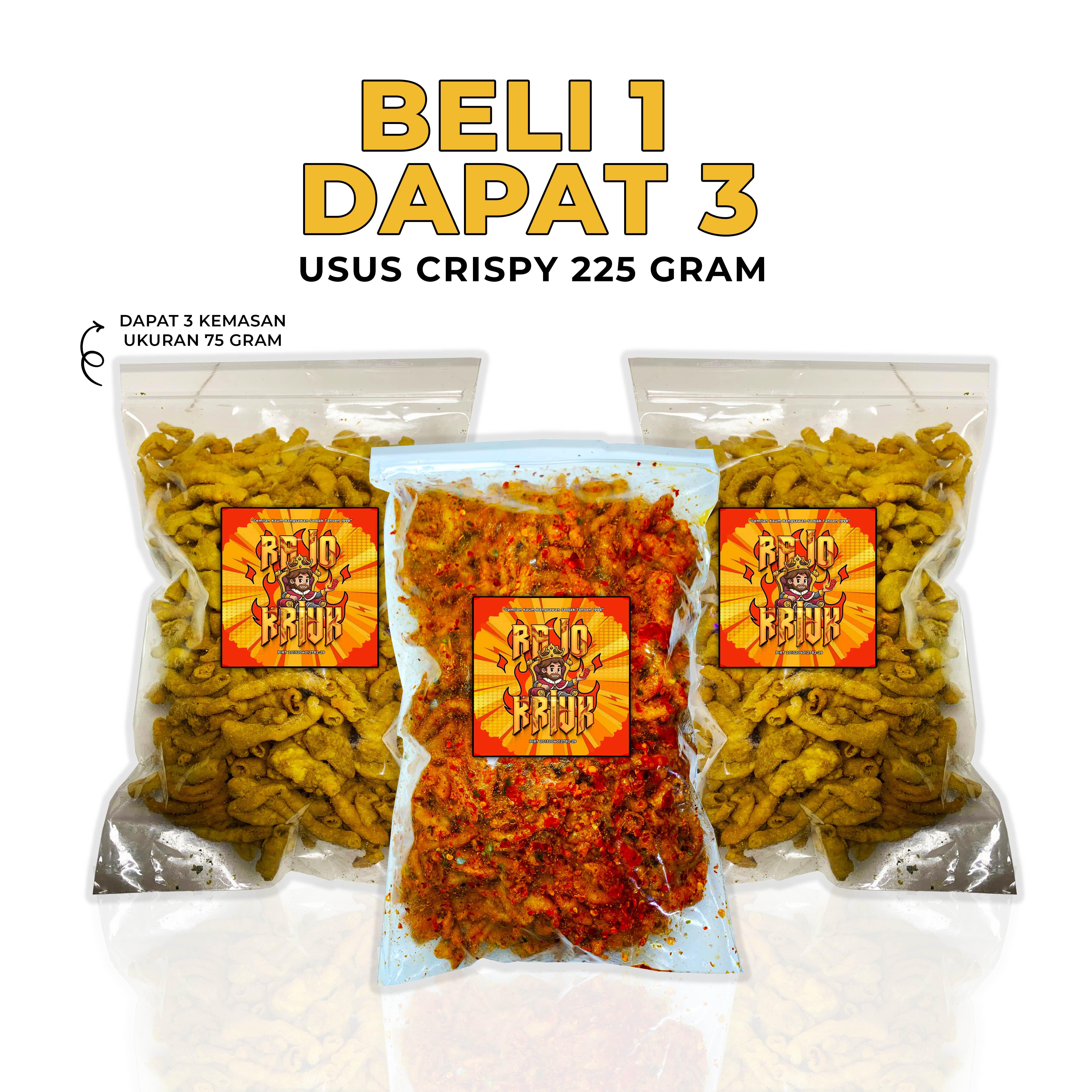Buy 1 Get 3 USUS KRISPY 225 Gram Rasa Original 75gr Pedas 75gr Xtrapedas 75gr