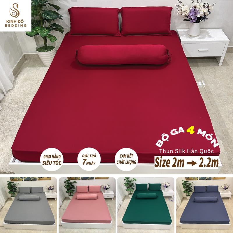 2m và 2m2 Bộ ga nệm thun lạnh Hàn Quốc -Thun Silk - decor phòng 4 món