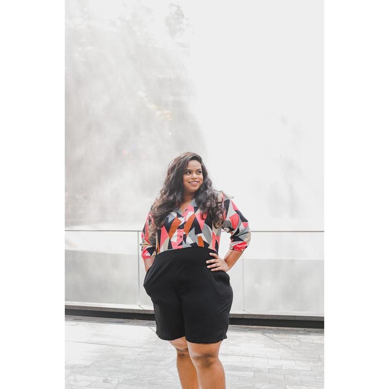 [TCC] Plus Size Duo Colour Romper, Versatile, Floral, Geometric 1