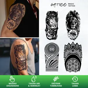 ZOAR-Y36 Stiker Tato Temporary Semi Permanen【Kombinasi setengah lengan Zeus】WajahTahan lama Tattoo menempel dekorasi seni untuk pria dan wanita