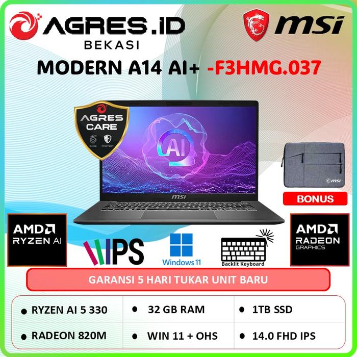 Promo Msi Modern A14 AI+ Amd Ryzen AI 5 330 Ram 32Gb 1Tbssd Windows11 ...