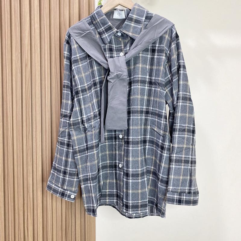 READY STOCK KEMEJA SYAL Atasan Wanita Casual Katun 2