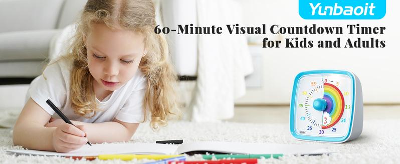 Product Introduction of Yunbaoit 60-Minute Visual Timer with Night Light,Countdown Timer for Kids and Adults,Silent Timer with Rainbow Pattern for Home, School, Kitchen, or Office, Productivity Focus Set Utensils 5