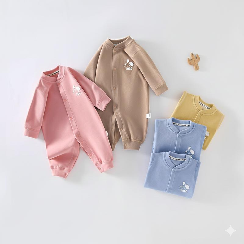  Bodysuit nỉ dài tay cho bé sơ sinh đến 18 tháng Đồ ngủ giữ ấm mùa thu đông quần áo liền thân dễ mặc Áo liền quần cho bé trai bé gái SLN15 