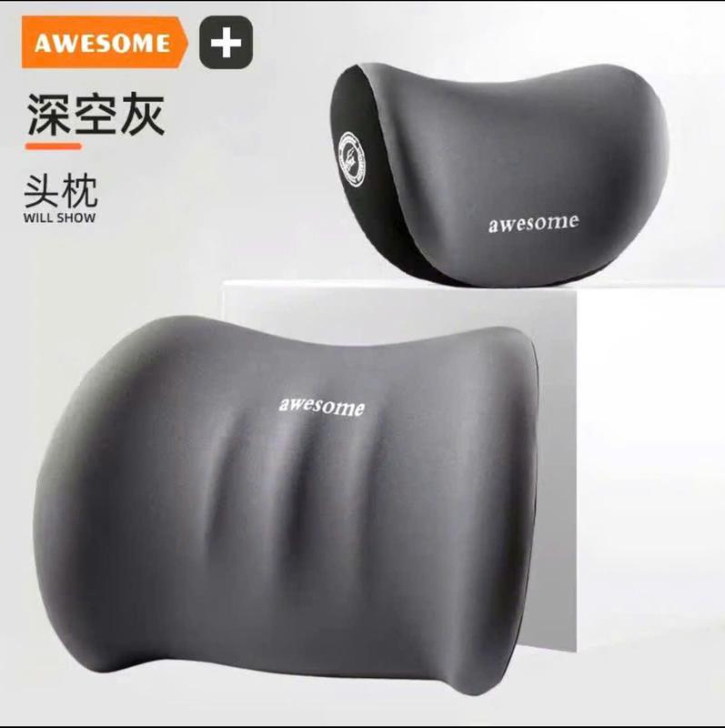 Gối Tựa Xe Ô Tô Awesome Công Thái Học Lõi Cao Su Non Vải Co Giãn Thoáng Khí Hỗ…