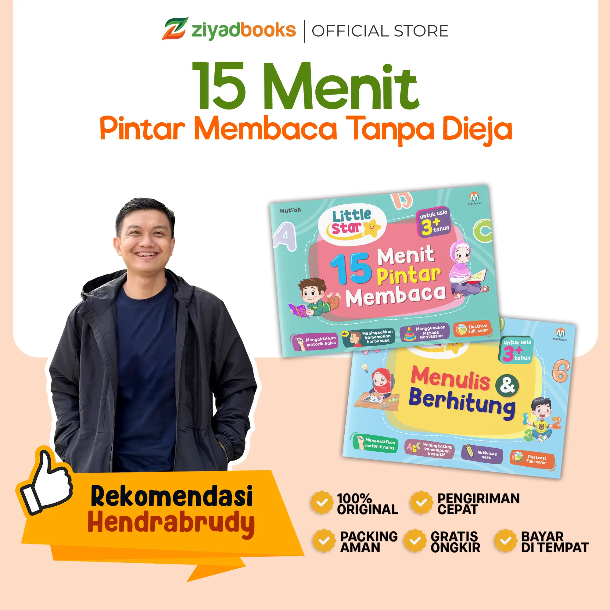 (ISI 2 BUKU) - Buku Belajar Membaca Anak - Little Star 15 Menit Pintar Membaca Tanpa Dieja Metode Montessori Hijau