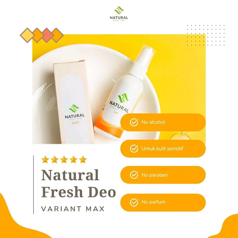 Natural Fresh Deo Max 60ml / Deodorant Spray  Ketiak Alami Bpom Hempaskan Bau badan 1