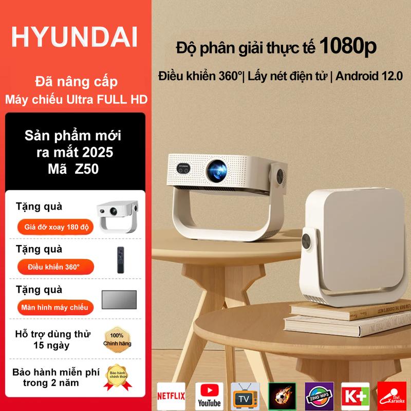 HUYNDAI Z50 FULLHD- Máy chiếu lấy nét điện tử, âm thanh HIFI chất lượng cao có thể dùng phòng ngủ,phòng khách ,văn phòng nhỏ