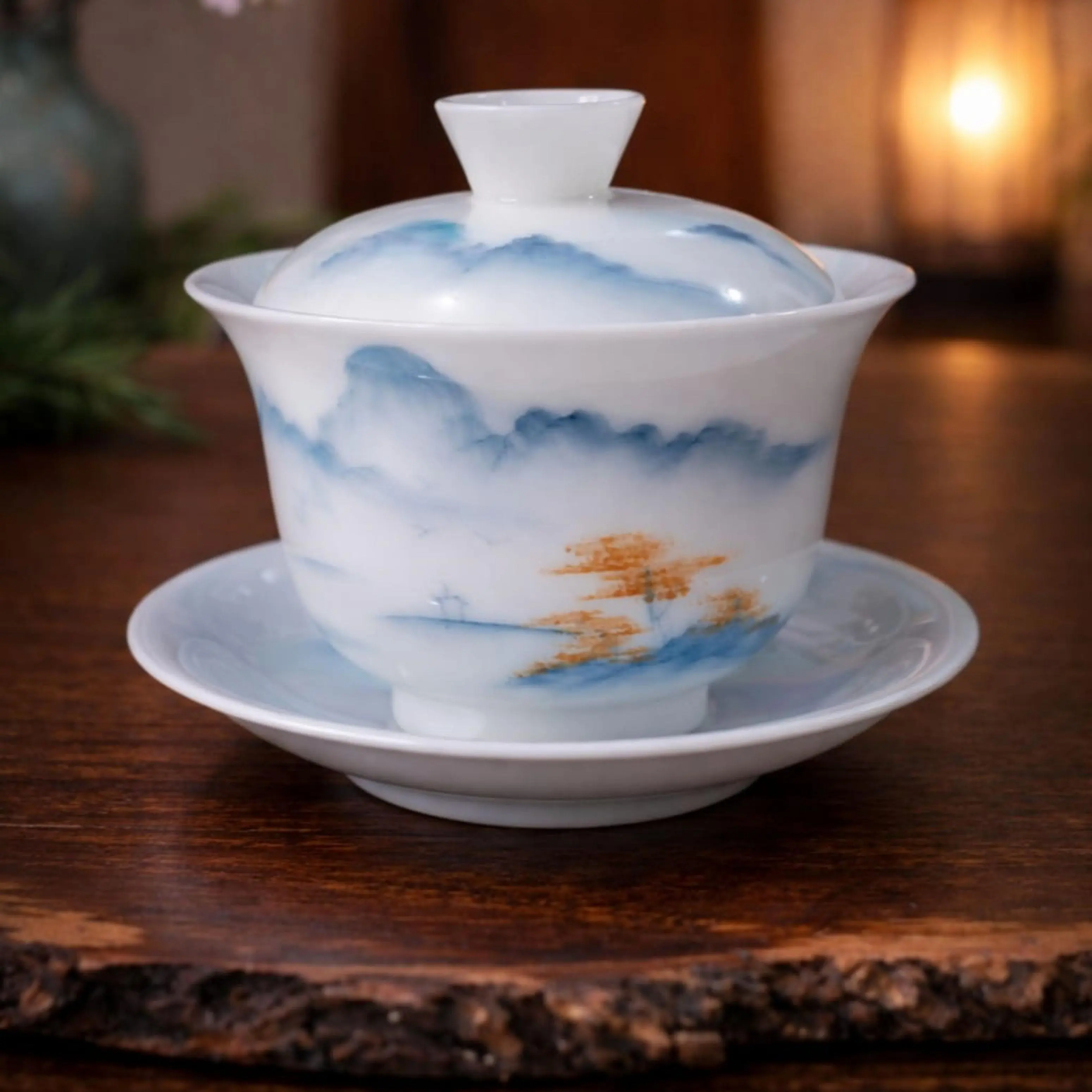 Gaiwan and Cup Porcelain WiskTea | Chinese Porcelain Gaiwan Set 160 ml | Traditional Chinese Tea Cup Premium | No.3