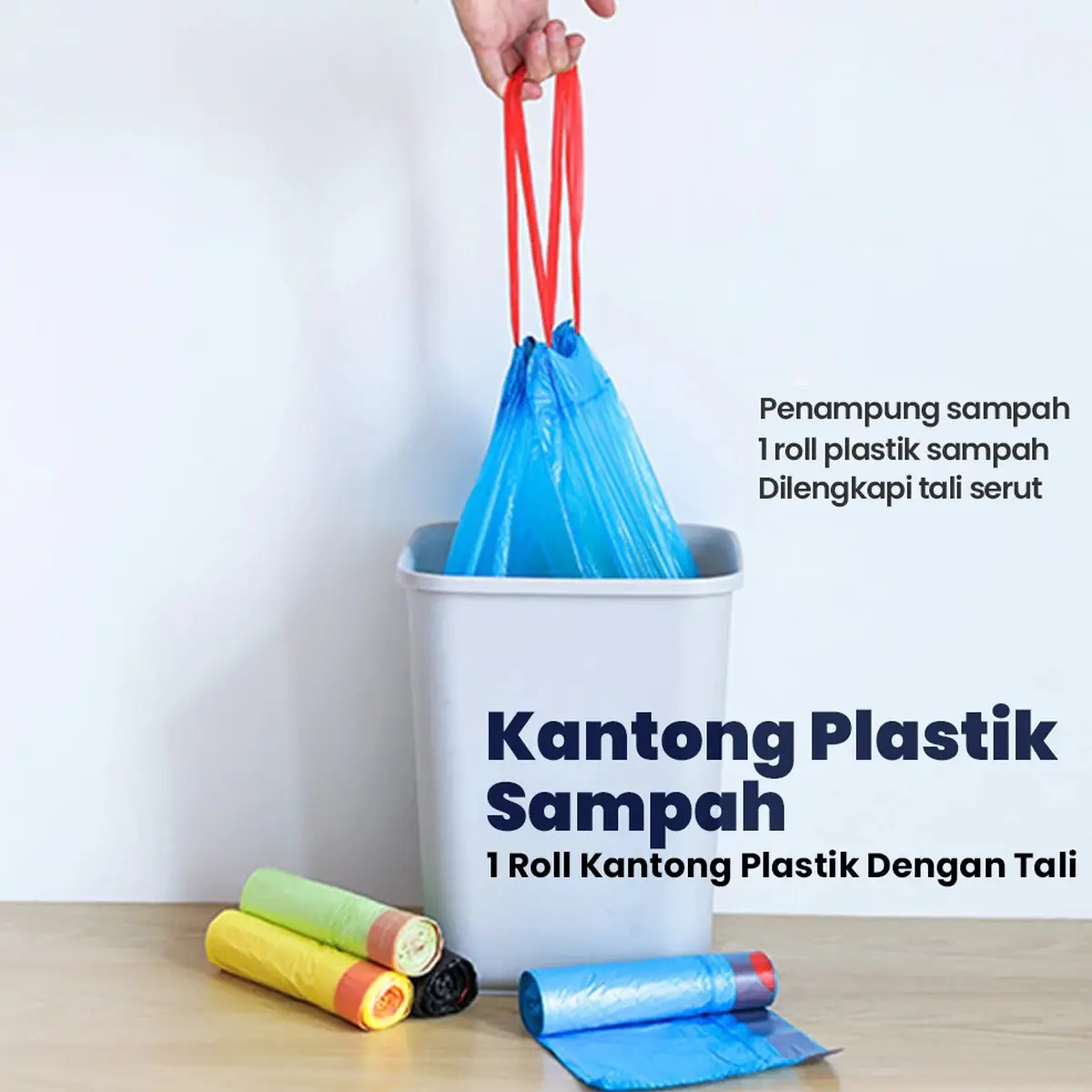 Plastik Sampah Roll Ada Tali Kantong Sampah Gulung Isi 15 Lembar Model Roll Ukuran 45 x 50cm
