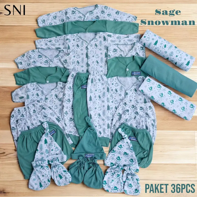 Paket Brojol SNI Baju Bayi Baru Lahir 36pcs (SNI) Untuk Usia 0-3 Bulan-Newborn,tidur Parsel Katun 2