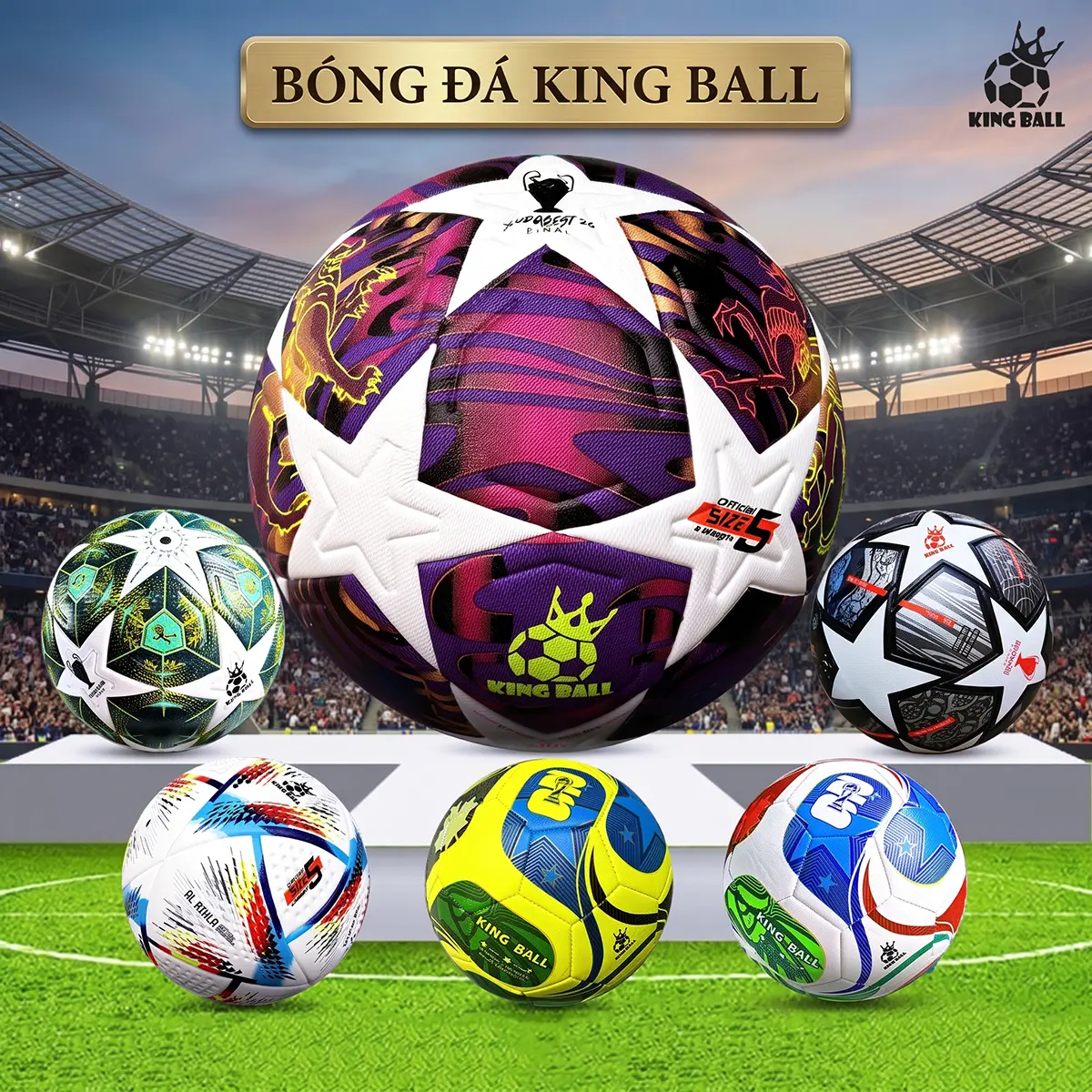 Bóng Đá Size Số 4 5 Chính Hãng King Ball Trái Banh Bóng Đá Trẻ Em Học Sinh Đá Sân Bê Tông Cỏ Nhân Tạo