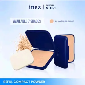 Inez Color Contour Plus Compact Powder /Reffil Compact Powder/Isi Ulang Bedak Padat /reffil with puff/Inez Kosmetik/Medium Coverage powderinez