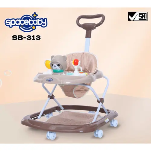 BABY WALKER BEAR STIR SB 313 BLUE/GREY/BROWN SPACE BABY 1