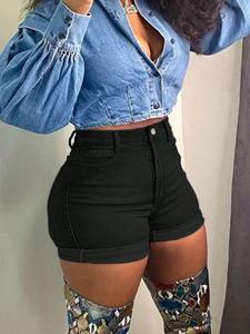 Pantalones cortos de mezclilla con cremallera y hebilla de alta elasticidad, moda femenina sexy, cómoda y elegante, perfecta para uso casual