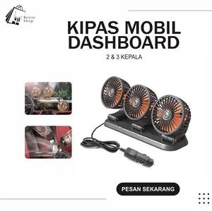 Kipas Angin Mobil 2 & 3 Kepala 12-24 Volt dengan 2 Kecepatan dan Dapat Diputar 360 Derajat / KIPAS DASBOR MOBIL Truk Car