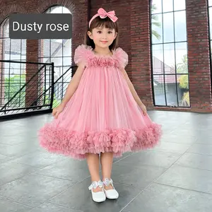 Koleksi dress KeanoKids spesial edisi karnaval/agustusan/HUT RI/ untuk fashion show/ Gaun Tutu Pesta Petite Anak Bahan Soft Tille yang lembut dan nyaman Mewah Hiasan Bunga cantik di dada untuk ulang tahun anak perempuan  Bayi-10 Tahun