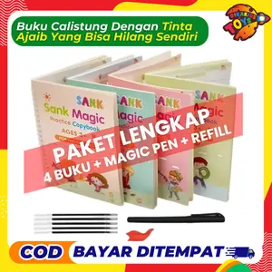[ISI 4 BUKU + PULPEN + REFILL] Buku Ajaib Bisa Hapus Sendiri, Sank Magic Alphabet Practice Book Set Buku Edukasi Belajar Menulis Pen Pulpen Tinta Stationery