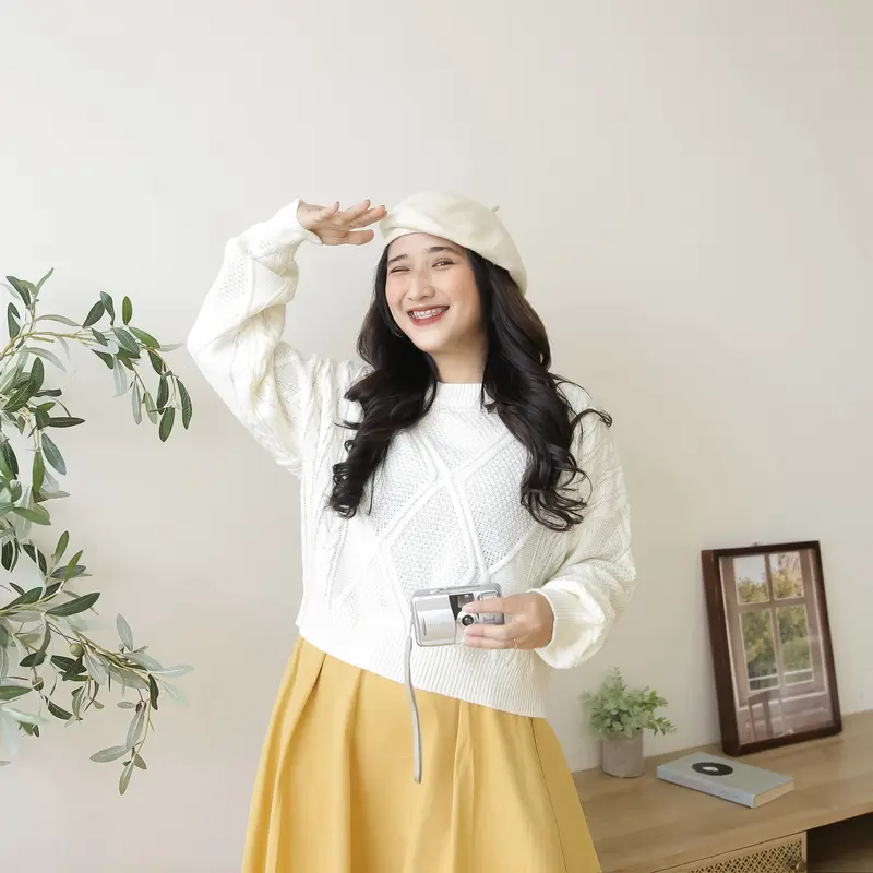 Midun.project - Yuriko Crop Cable Atasan Rajut Wanita Korean Style 0