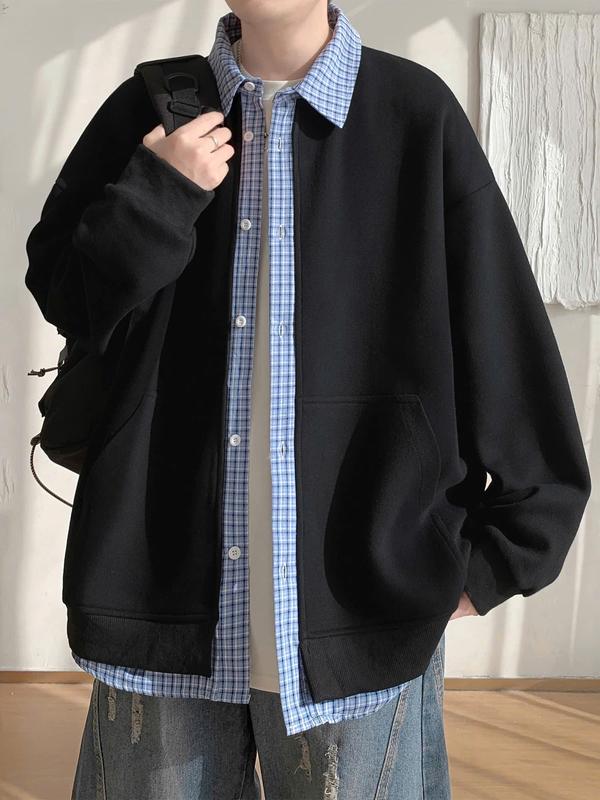 Áo Sweater unisex phối cổ và viền sơ mi kẻ sọc xanh nam nữ đều mặc được Thân áo chất nỉ dày dặn không xù. Nice Clothes