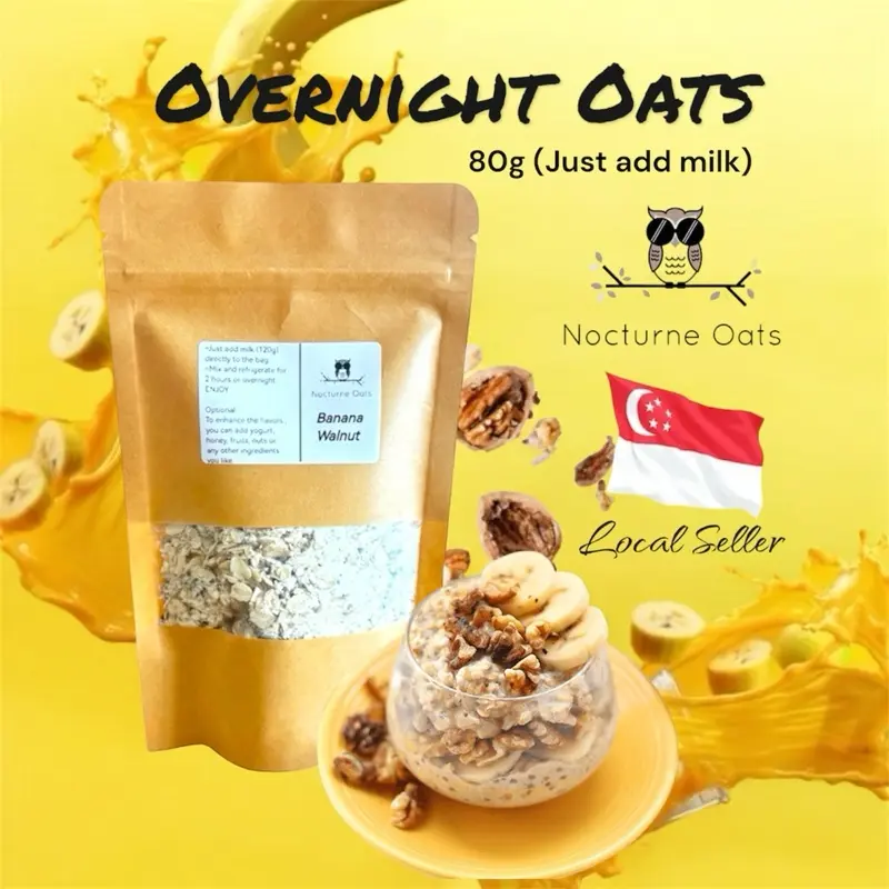NOCTURNE OATS- Overnight oats premix (banana walnut) Instant Oatmeal Breakfast