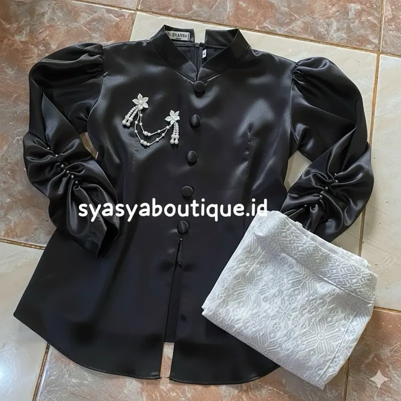 Hitam+Songket Putih Silver