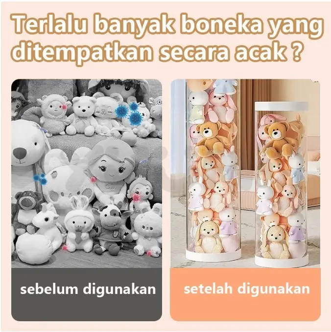 [COD] Tidy Tribe Hadiah Doll Storage Bucket Gaya Ritsleting Transparan Tabung Storage Boneka Dengan Penutup 90/120/150CM Penyelenggara Berkapasitas Besar Dudukan Doneka 4