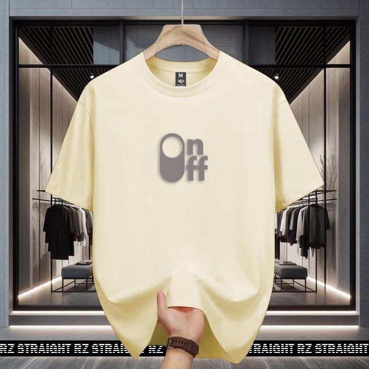 Baju Kaos Pendek Rz Straight On Off Motif Silver Casual Unisex Sablon Cowok - Fit, Panjang 5