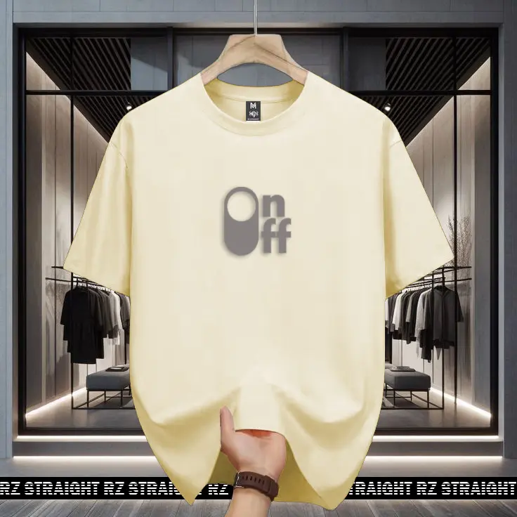 Baju Kaos Pendek Rz Straight On Off Motif Silver Casual Unisex Sablon Cowok - Fit, Panjang 5