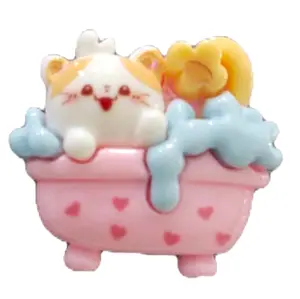 Magnet hiasan kulkas Cat Bathing Hadiah unik Dekorasi aksesoris souvenir. uk. -+2x2,5cm. Tempelan