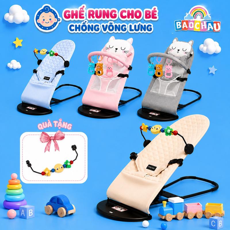 Ghế Nhún Rung Gấp Gọn Cao Cấp Chống Võng lưng cho trẻ sơ sinh,chất liệu cotton…