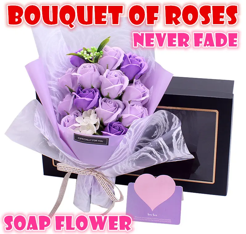 《SG Local stock》Mother’s Day gift Birthday  never fade Bouquet of rose Carnation Soap flower