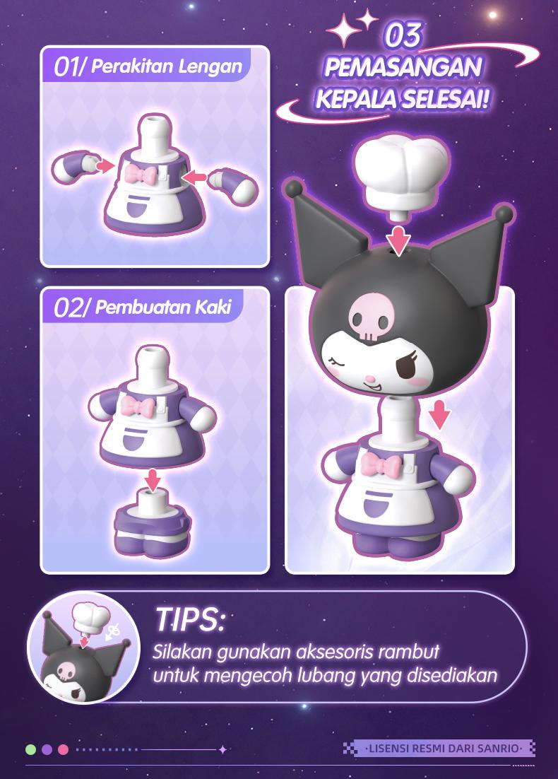 Blokees×Sanrio Blind Box Kuromi Ornamen Mini Action Figurine Mainan Plastik Lucu Kuromi Candy Series Figure Model BlindBox Dadoos Seri FUN 01