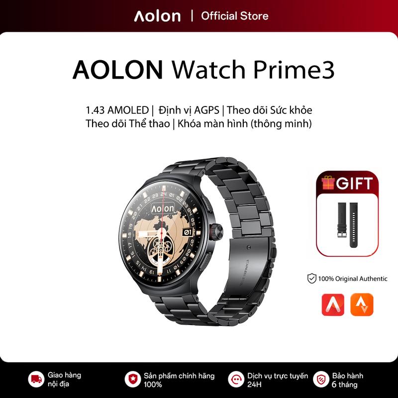 【Live AOLON Prime 3 Đồng hồ thông minh Smartwatch AMOLED AGPS | Theo dõi thể thao & sức khỏe Đếm giờ | IP68 | Phong cách công đồng hồ chạy bộ cho nam Chống nước và có thể kết nối với điện thoại di động đẹp trai và hào phóng Làm Phim bảo vệ miễn phí