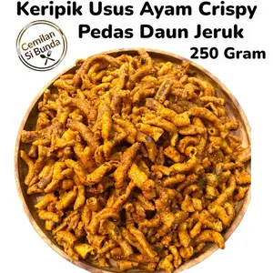 250 GRAM KERIPIK USUS PEDAS DAUN JERUK Super  Renyah Snack