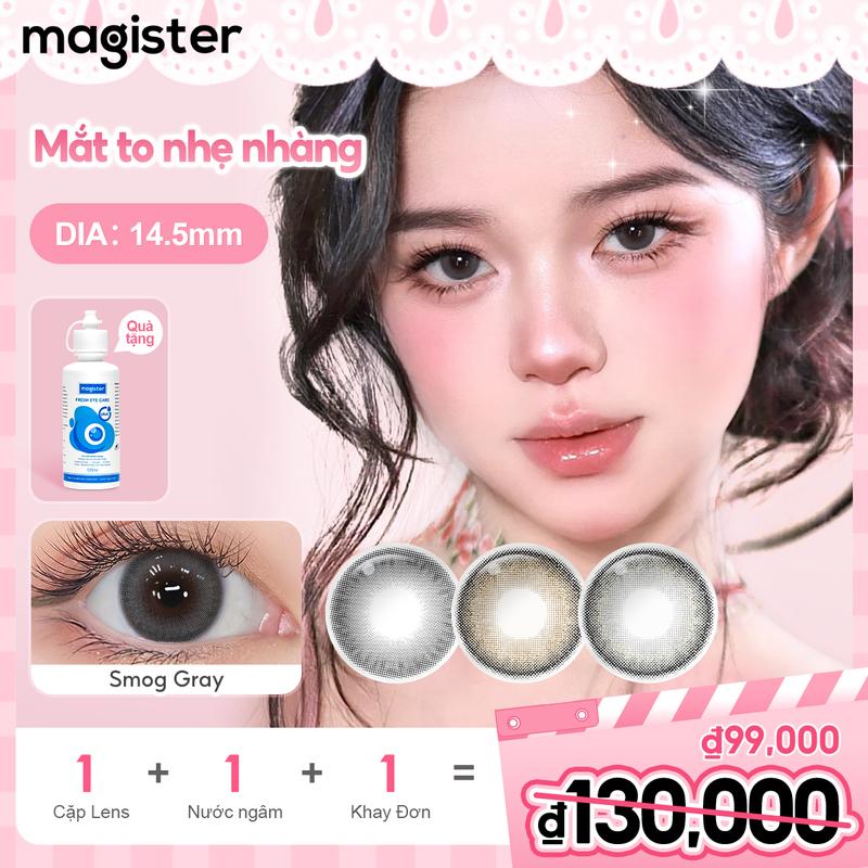 【Hàng mới về Magister Kính Áp Tròng Mua 1 Tặng 2 Big Eyes Contact lenses DIA 14.5mm Màu Walnut Brown có cận 0.00~6.00 HSD 6 Tháng  Giải pháp chăm sóc miễn phí + khay Lens