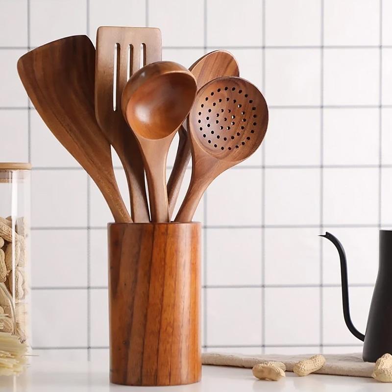 6pcs Wooden Kayu Jati Set Kitchen Utensils Alatan Memasak Kitchenware ...