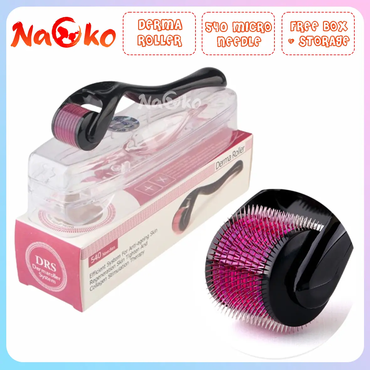 DERMA ROLLER 0.5 MM ALAT PENGHILANG BEKAS JERAWAT FACIAL SELULIT TERAPI WAJAH MUKA ORI