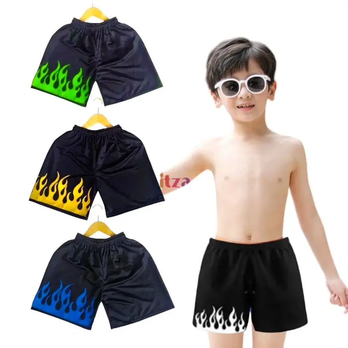 PAKET 3 PCS Celana pendek anak motif api pria wanita usia 7-15 tahun Fashion 8