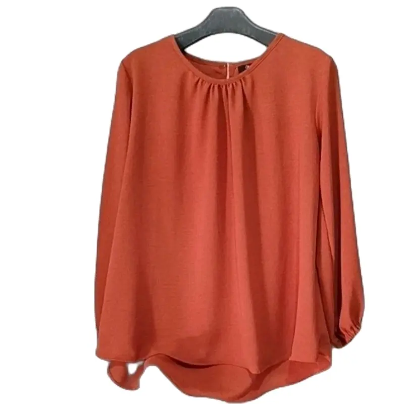 Baju Atasan Kemeja Blouse Wanita Muslim Simple Polos Lengan panjang Lengan Tangan Karet Crinkle Casual Formal Kerah Nyaman Kancing Basic Kancing Basic   Wudhu Maroon Airflow 2