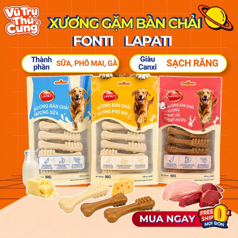 Bánh Xương Bàn Chải Fonti Lapati Cho Chó Bổ Sung Canxi & Sạch Răng