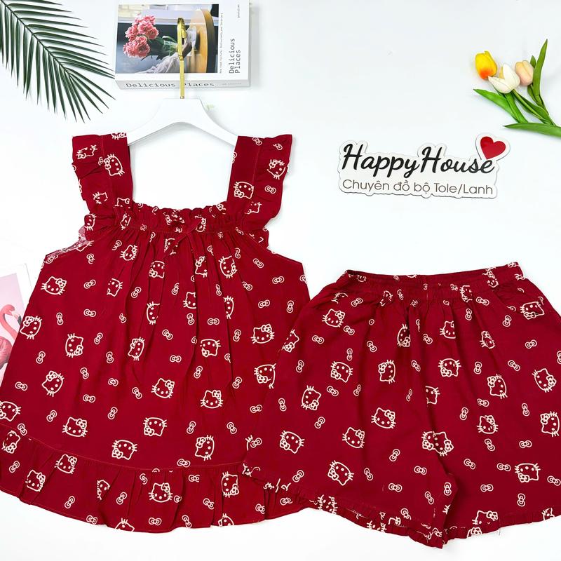 Bộ Lanh Nữ Đùi Cánh Tiên Dây Bản VNXK 40-75kg, Chất Tole 2 Da Mềm, Mịn, Mát - Lanh AT - Women, Quần Ngủ Top Áo