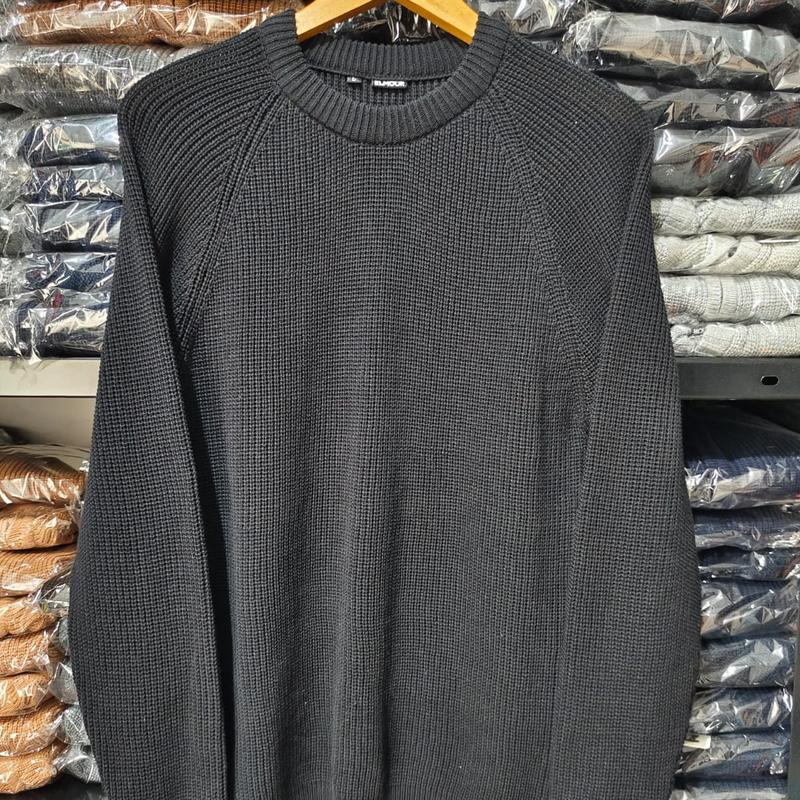 Sweater Rajut Premium Cotton Wool Pria Forzie Mats - Black Knit Crewneck O Neck Polos Tebal Lengan Panjang Hitam Slim-fitting Crew Neck Santai Wol Knitwear Cardigan Baju Katun Kerah Navy Motif Cowok 9