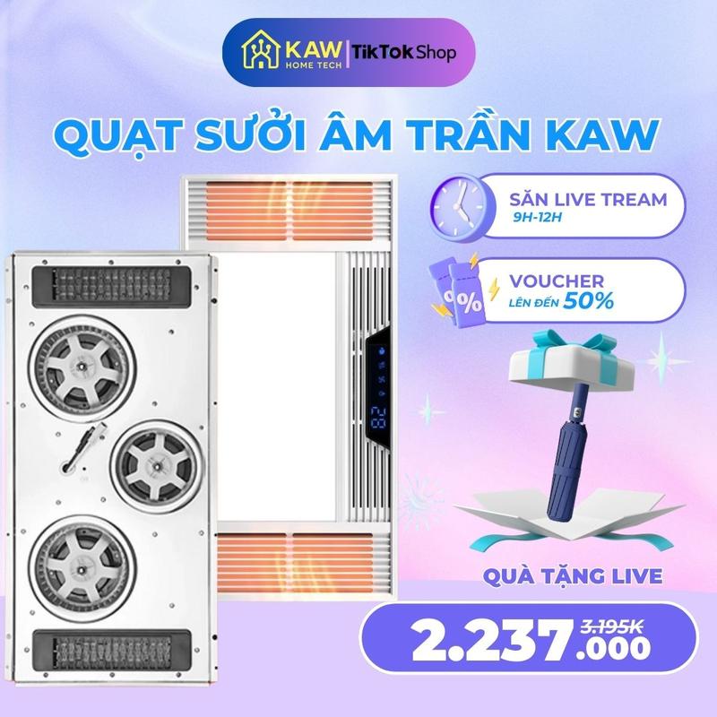 Quạt Sưởi Âm Trần Công Suất 3800W Đèn Sưởi Nhà Tắm 4 Chức Năng Sưởi Ấm Kép - Bảo Hành 12 Tháng quạt