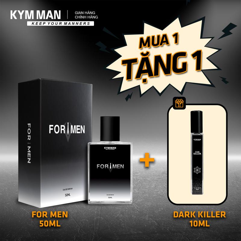 MUA 1 TẶNG 1 Nước Hoa Nam FOR MEN Hương Thơm Nam Tính – Mạnh Mẽ - Lôi Cuốn 50ml - KYM MAN Perfume Cosmetic Xịt Thơm Tinh Dầu
